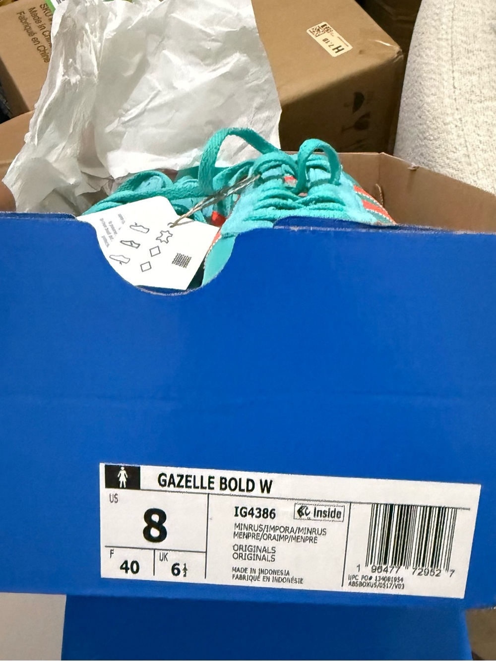 Adidas Gazelle Teal & Orange Sneakers - Picture 4 of 6